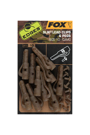 Fox Camo Size 10 Slik Safety Leadclip & Pegs