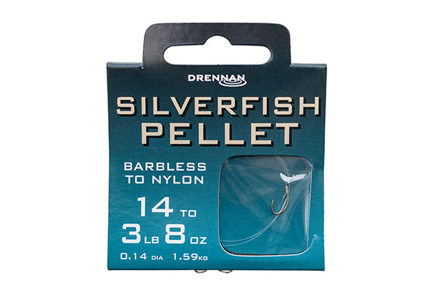 Drennan Silverfish Pellet Barbless Hooks to Nylon