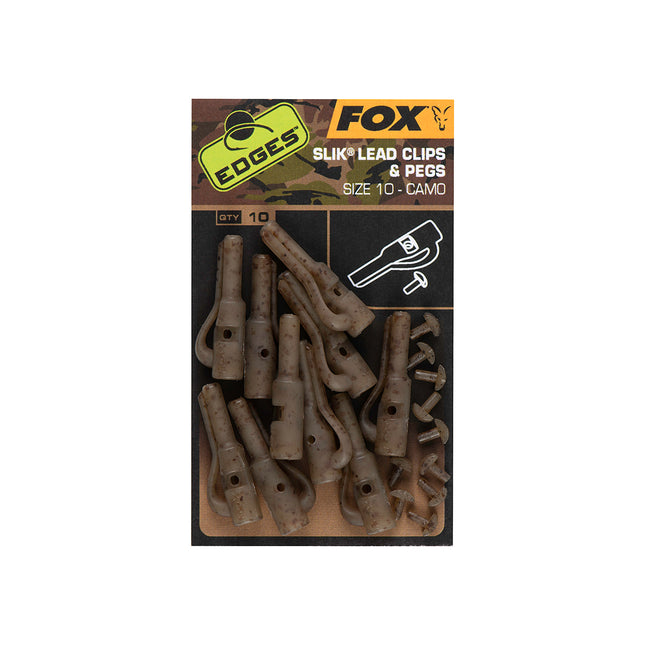 Fox Camo Size 10 Slik Safety Leadclip & Pegs