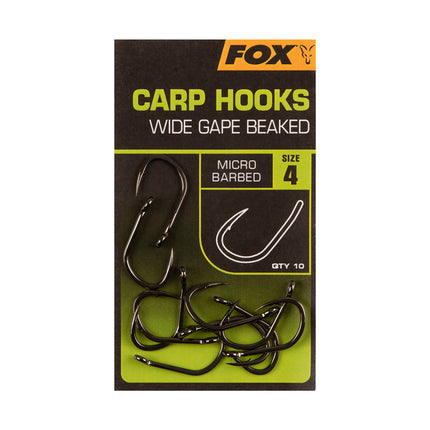 Fox Carp Hooks Wide Gape Beaked Barbed**