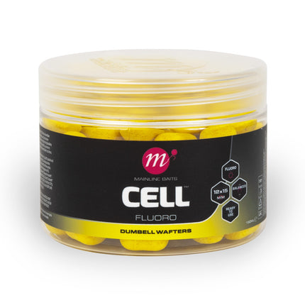 Mainline Carp - Cell Fluoro Dumbell Wafters - 12 x 15mm yellow