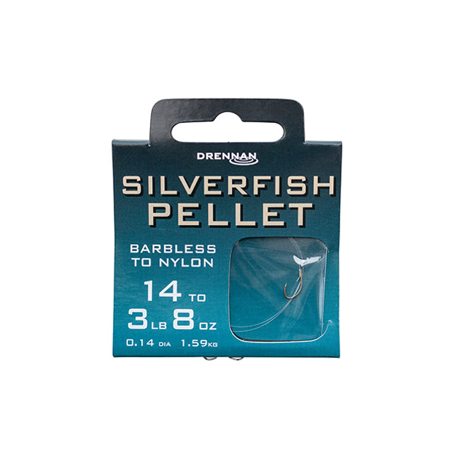 Drennan Silverfish Pellet Barbless Hooks to Nylon