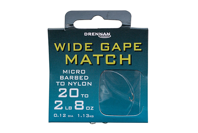 Drennan Wide Gape Match Micro Barbed Hooks to Nylon