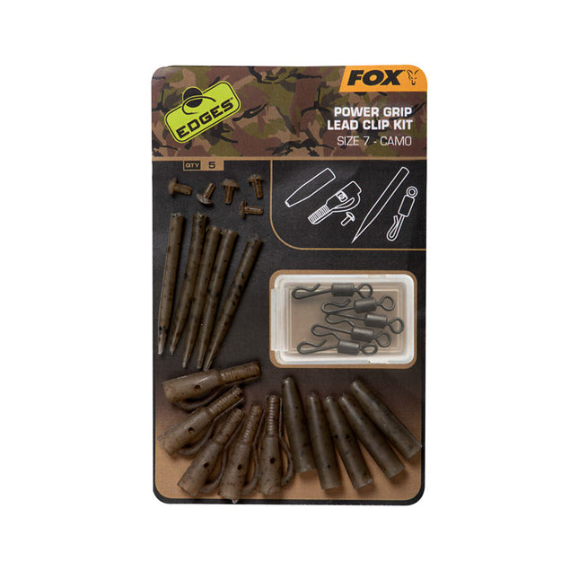 Fox Edges Camo Power Grip Lead Clip Kit Size 7